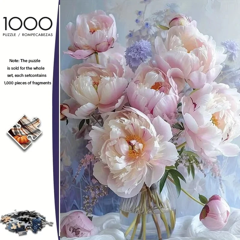 500 Pieces Jigsaw Puzzle for Adults Peony Flower Paper Puzzles Home Decor Wall Display Festival Gift