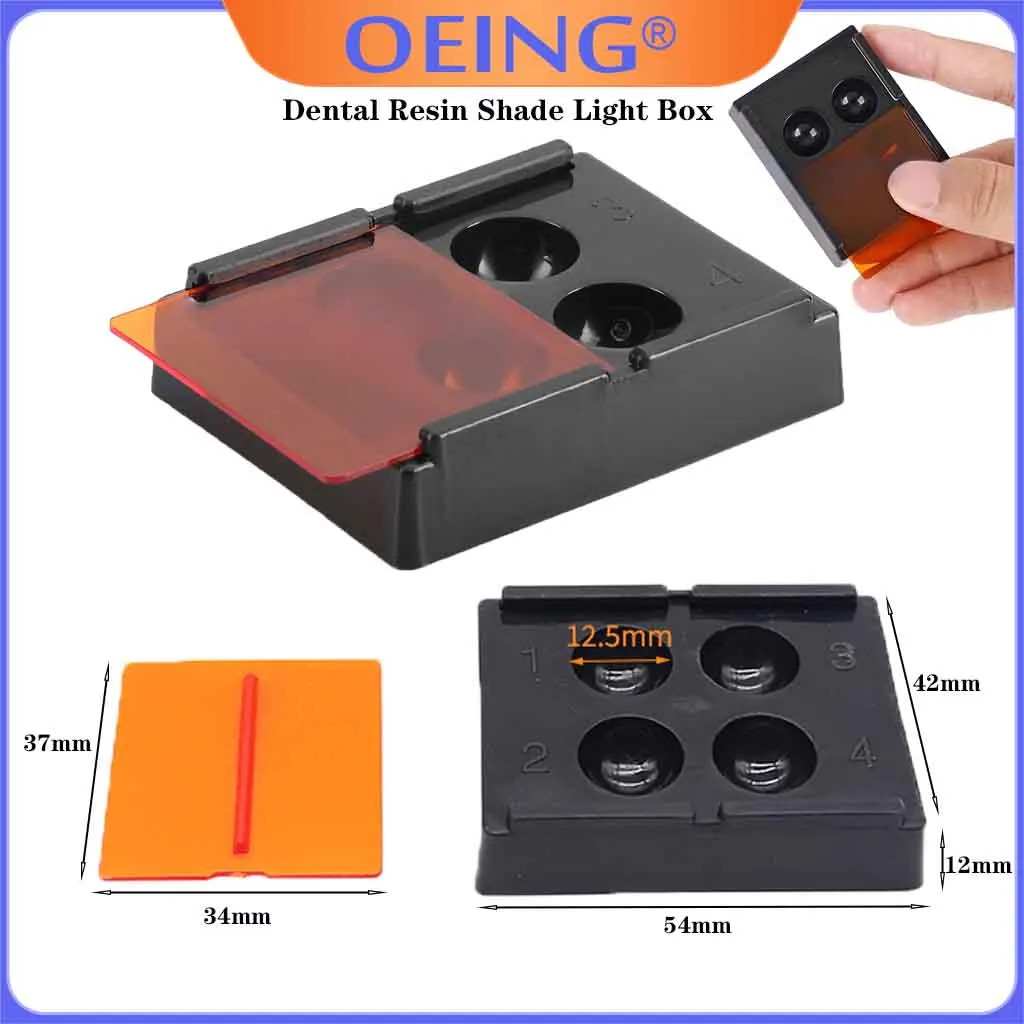 OEING Dental Resin Shade Light Box Mix Composite Hood Case Light-proof Storage Hading Case 4 Slots Protector Veneer Storage Box