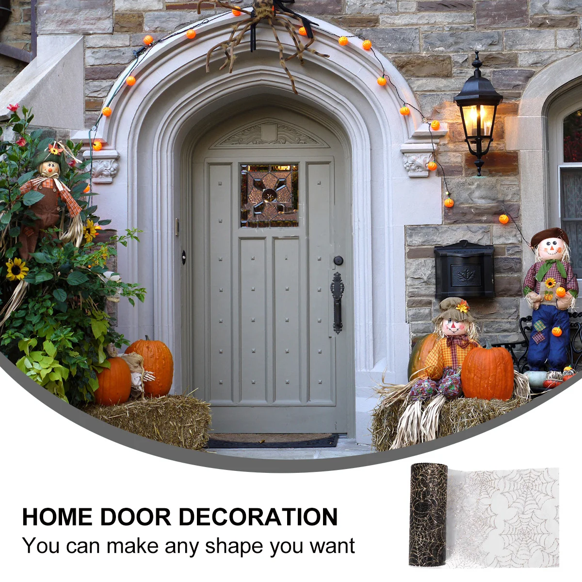 

2 шт., 2 рулона, тюль с паутиной, декоративная ткань для Хэллоуина, прочный тюль «сделай сам», для подарков, поделки, юбки-пачки, украшения