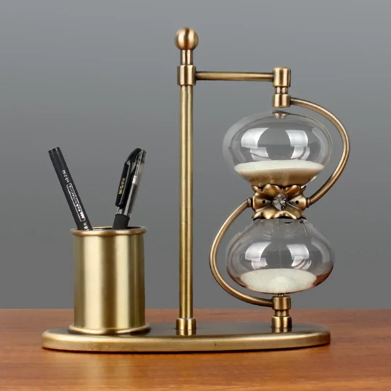 Pen Holder Hourglass Timer Creative Home Furnishing Craft Decoration Office Desk Study Room Decoration Gift Home Decoration