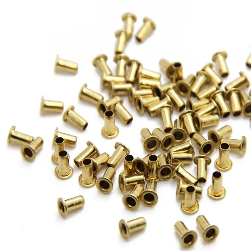 Brass Metal Eyelets Hollow Rivet Nut M1.3 M1.5 M1.7~M3 Copper Hollow Rivet Circuit Board PCB Vias Nails GB876 Tubular Rivets