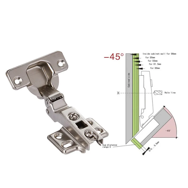 KK&FING -45 Degree Corner Fold Cabinet Door Hinges 45 Angle Hinge Hardware For Home Kitchen Bathroom Cupboard With Screws