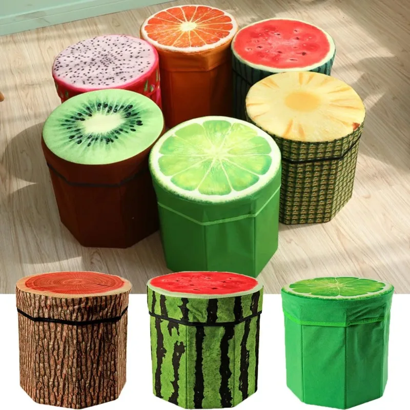High Imitation Fruit Multifunctional Storage Stool,Foldable Storage Stool,Miscellaneous Storage Box,Can Sit on Octagonal Stool