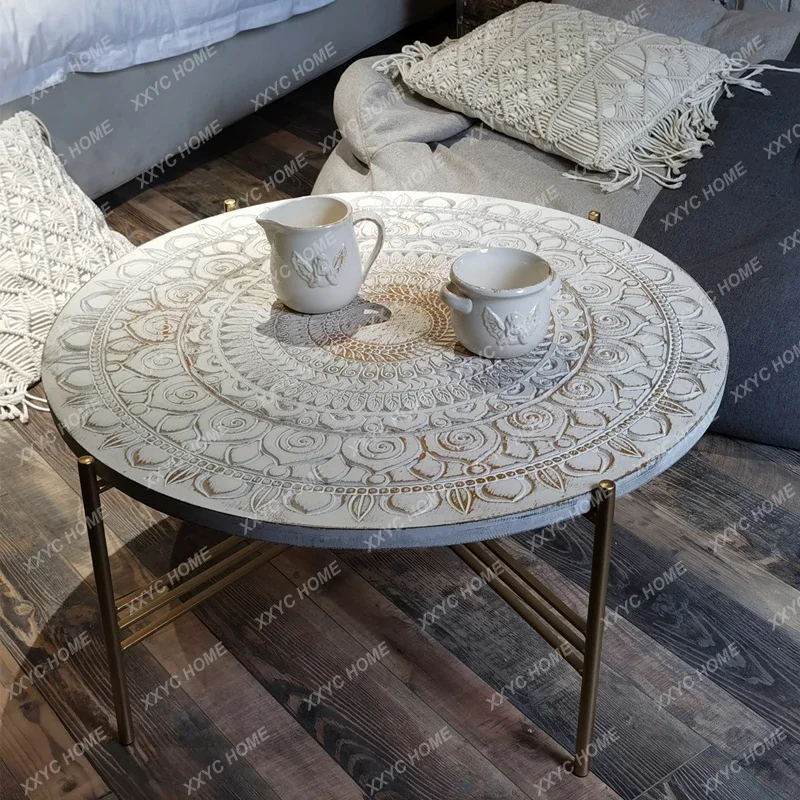 Moroccan style designer antique carved furniture solid wood old carved coffee table French decorative coffee table