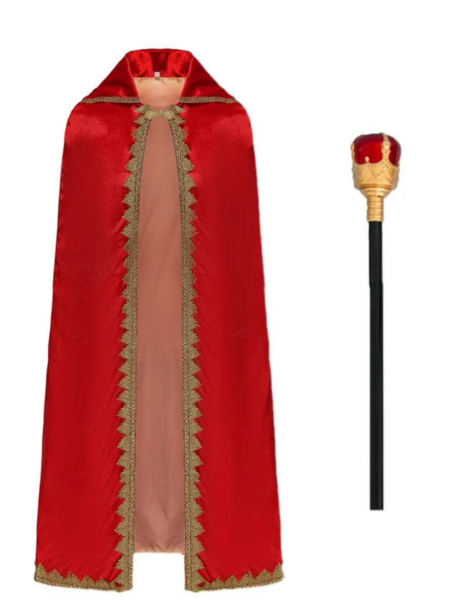 Disfraz de Príncipe Navideño de Doble Capa Rojo para Actuaciones, Traje de Cosplay Infantil para Escenario, Material de Polié...