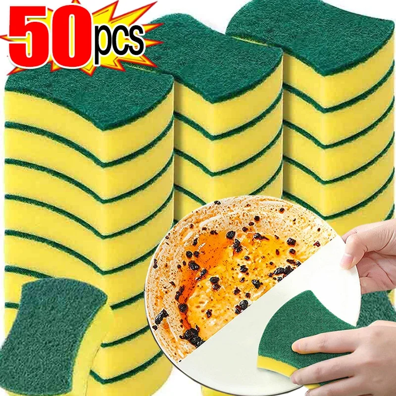 50/5pcs Kitchen Dishwashing Sponges Magic Cleaning Sponge Wipes Highly Absorbent Washing Pot Rust Stain Brush Household Tools