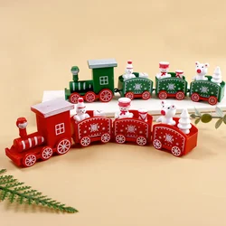 Wooden Train Christmas Ornaments Santa Cake Decoration Merry Christmas Navidad New Year Party Table Decoration Kids Gifts Toys