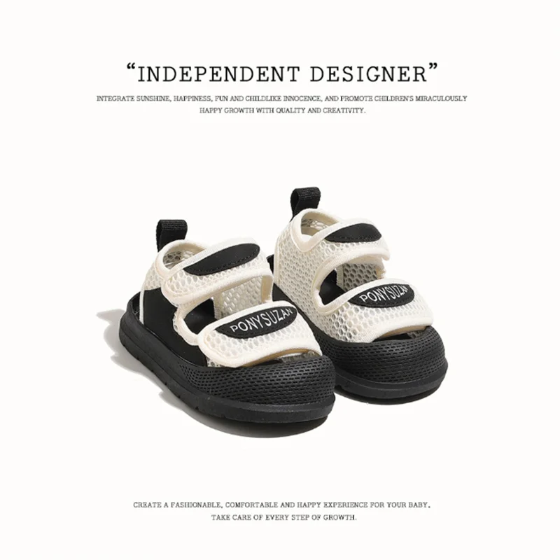أحذية أطفال صيفية جديدة لعام 2025 أحذية للأولاد شبكية قابلة للتنفس بمقدمة مغلقة صنادل ناعمة من الأسفل صنادل للفتيات الصغيرات EU16-25
