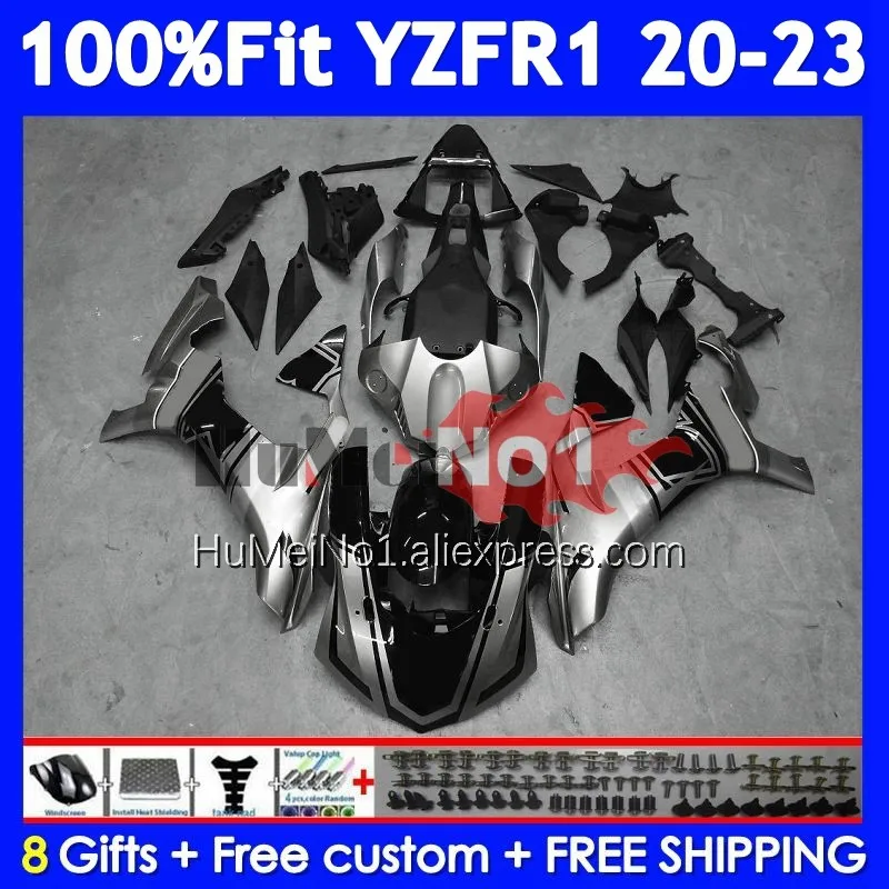 Injection For YAMAHA YZF R1 R 1 1000 Silvery black YZF-R1 YZFR1 20 21 22 23 24 371No.6 YZF1000 2020 2021 2022 2023 2024 Fairing