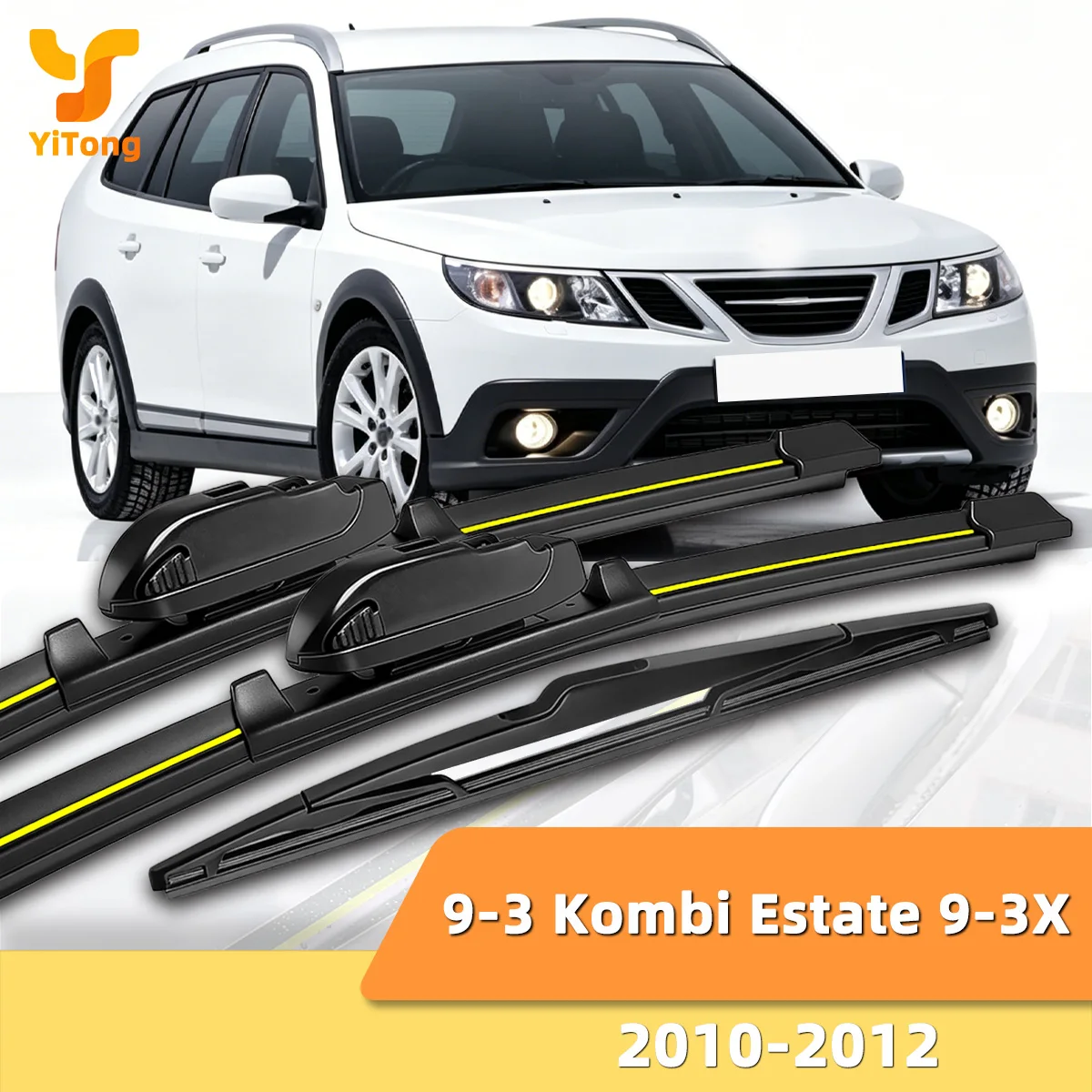 Geeignet für Saab 9-3 Kombi Estate 9-3X 2010–2012. Scheibenwischer vorne und hinten. Langlebiges Zubehör für Autoscheiben 2010.