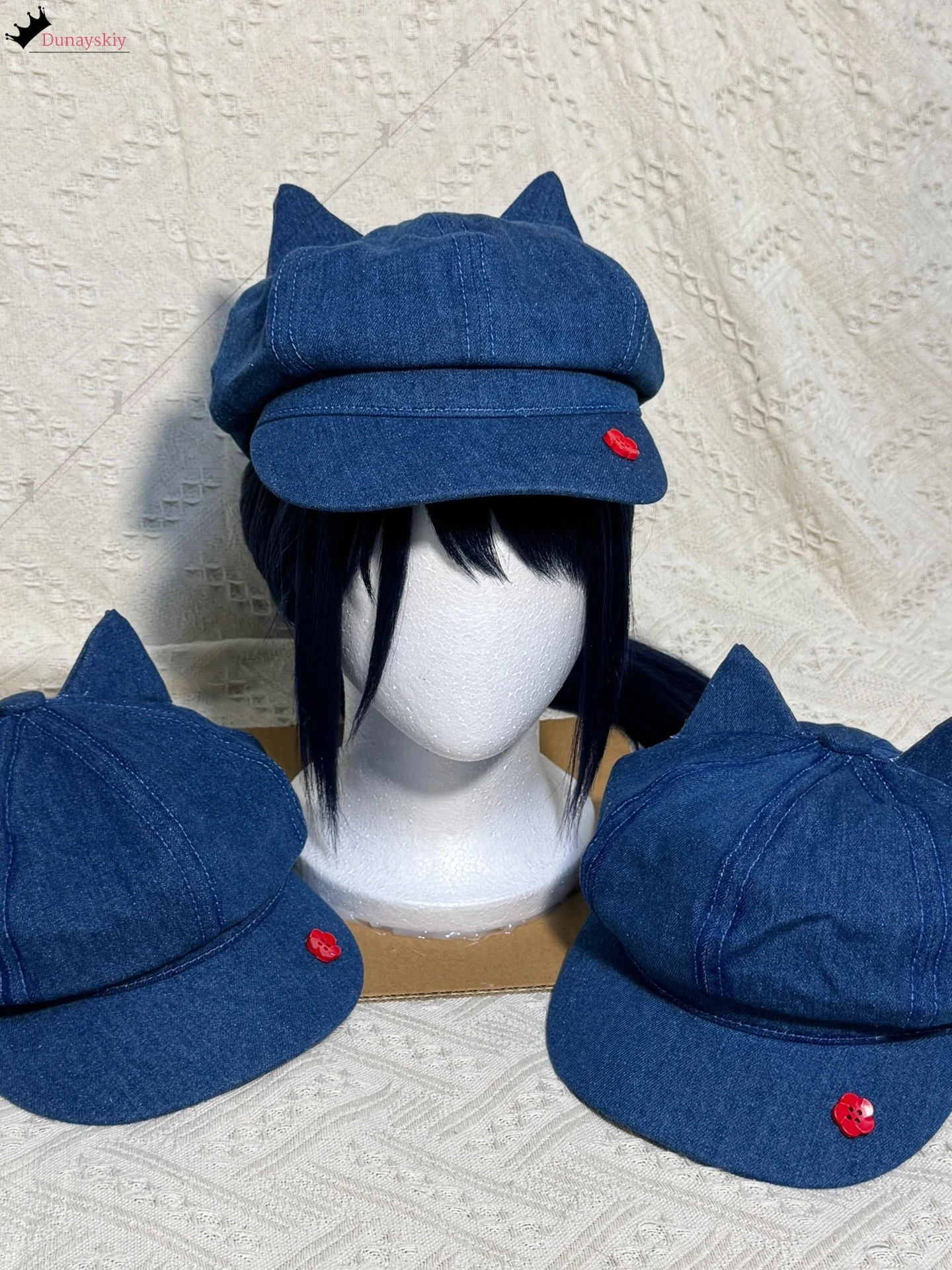 أنيمي لعبة الرعب MiSide مجنون ميتا تأثيري ازياء لطيف القط الأذن الحلو مثمنة قبعة لعب الأدوار الأزرق القبعات النساء