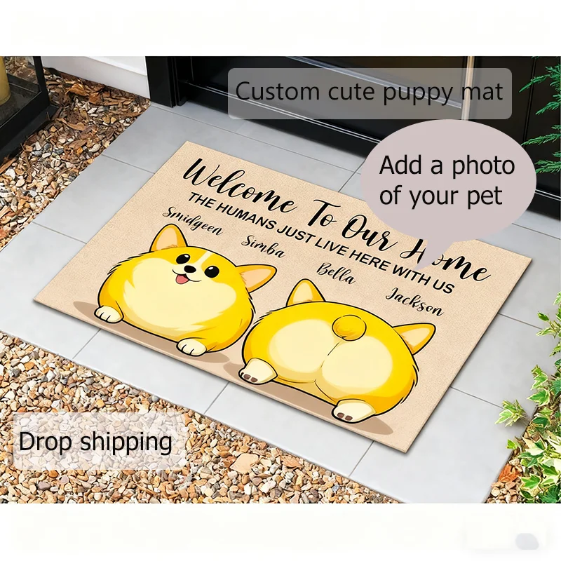 

Personalized Outdoor Waterproof Non Slip Doormat with Pet Photo and Name High Quality Imitation Coir Linen Material Perfect Home