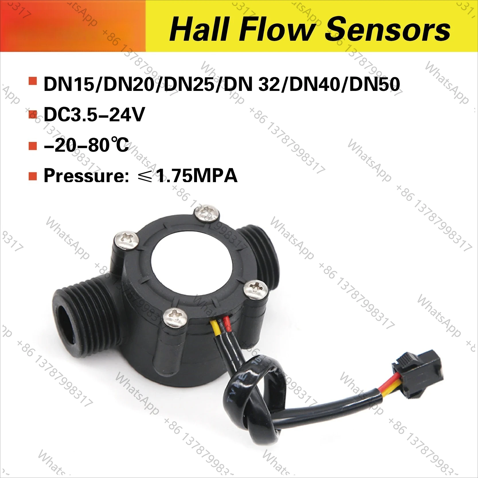 Water Flow Sensor Hall Effect Flow Meter 1/2 3/4 1 2 Inch Nylon Liquid Flow Meter for Irrigation Water Heater