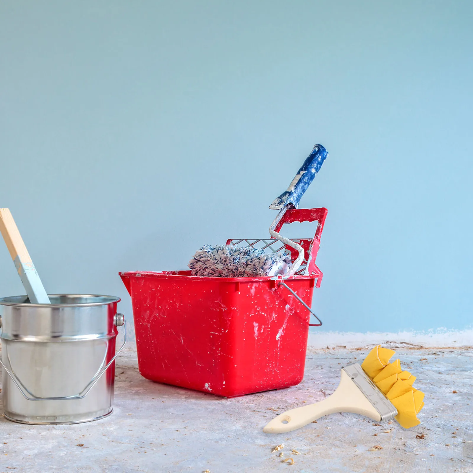 

Lambskin Applicator Brush For Texture Pattern Wood Handle Paddle Brush For Acrylic Oil Mural Painting Edge Detailing