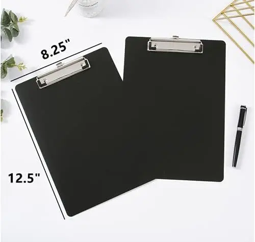 8pcs Clipboard Black,Clip Board with Low Profile Clip,A4 Letter Size Drawing Board Sketching Tool for Nurses,Students,Office