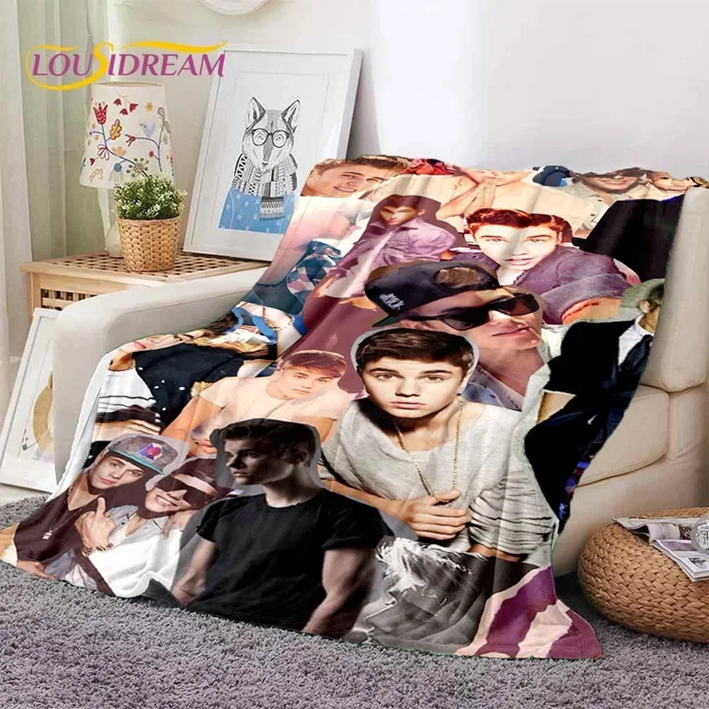 3D Justin Bieber Idol Singer Soft Flannel Blanket for Beds Bedroom Sofa Picnic,Throw Blanket for Cover Outdoors Leisure Nap Gift