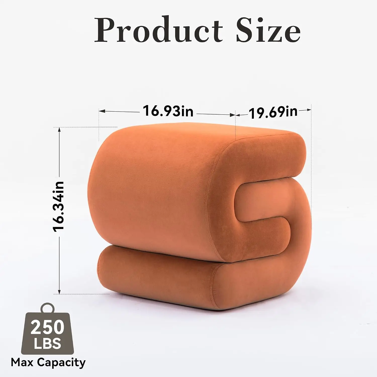 Velvet S Shape Pouf Ottoman Stool, Sponge Filling No Assembly Soft Seat, Makeup Living Bedroom Entrance, Customized