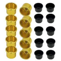 10pcs/lot Aluminium Candle Holders Gold/Black/Silver Candlestick Holder Cup Drip Protectors Empty Case Candle Making Containers