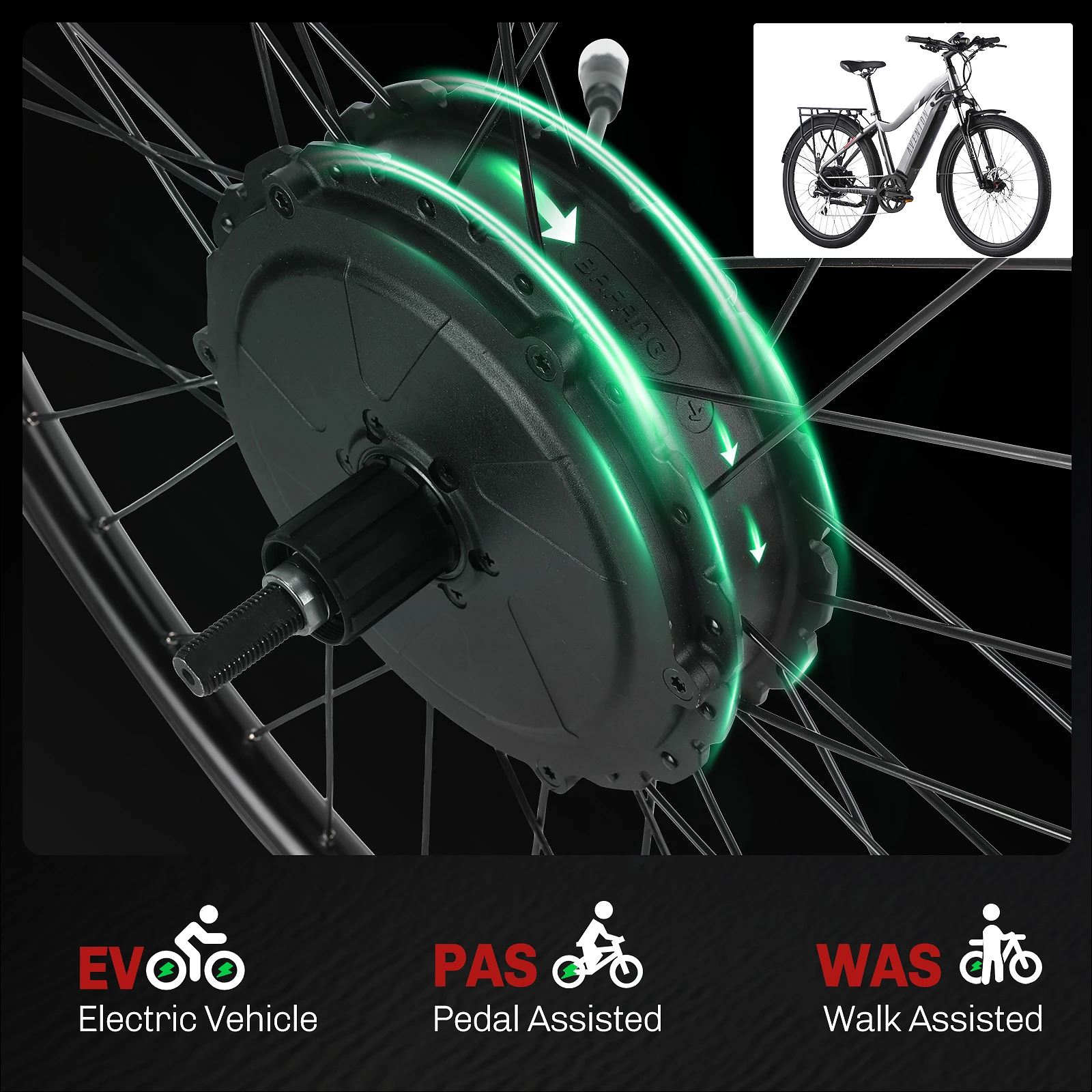 BAFANG 750W EBIKE Kit de conversión con batería: actualiza tu bicicleta regular a bicicleta eléctrica con motor de cubo trasero Peak 1300W