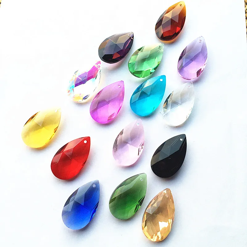 5pcs 38*22mm Multicolor K9 Crystal Faceted Water Drops (Free Rings ) For Chandelier Lamp Lighting Pendants Christmas Decoration