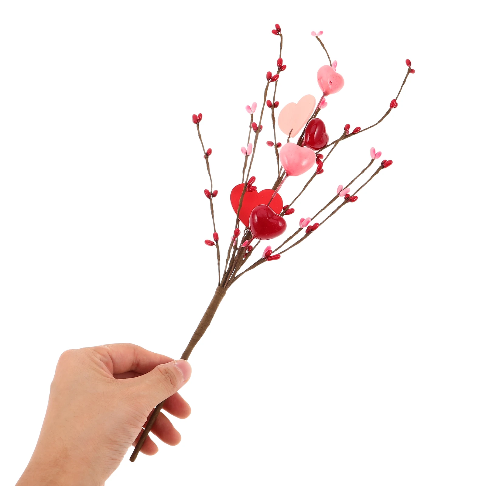 

3Pcs Valentines Day Heart Picks Artificial Flower Stems Romantic Heart Shaped Branches Table Centerpiece Vase Filler Home Decor