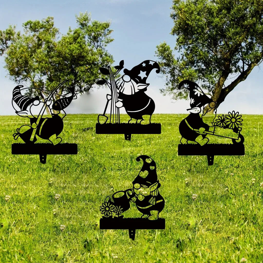 Fascinating 1pc Metal Gnome Decoration - Outdoor Metal Sign for Garden Ornaments. Let These Gnomes Captivate Your Yard