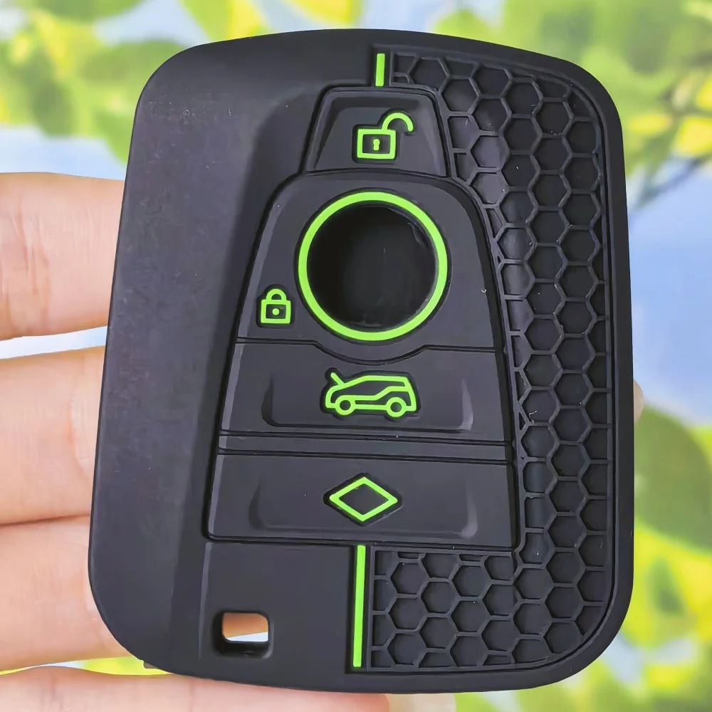 Honeycomb Surface Silicone Remote Key Shell For BMW I3 I8 4 Button Smart Fob Wear Resistant Protective Cover For Car Keys