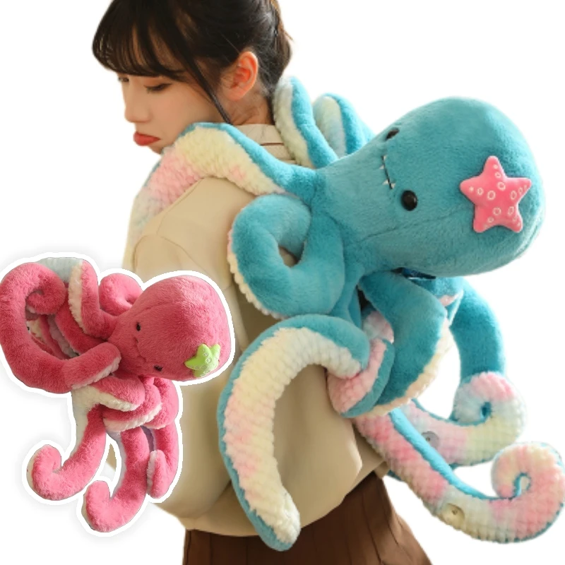 55/75cm Kawaii Long-legged Octopus Plush Toy Creative Large Octopus Tentacles With Suction Cups Decorate The Home Mirror TV Wall