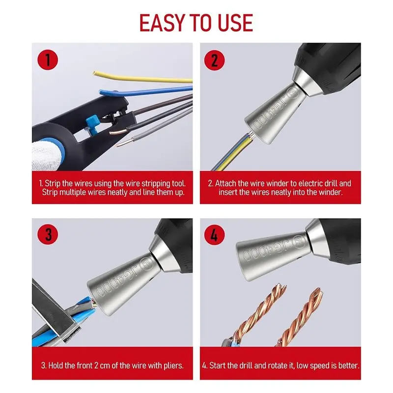 CMHI-For Drill For Impact Fast Wire Twister Tool 3 Pcs Electrical Nut With 1/4 Chuck, Wire Connector Driver