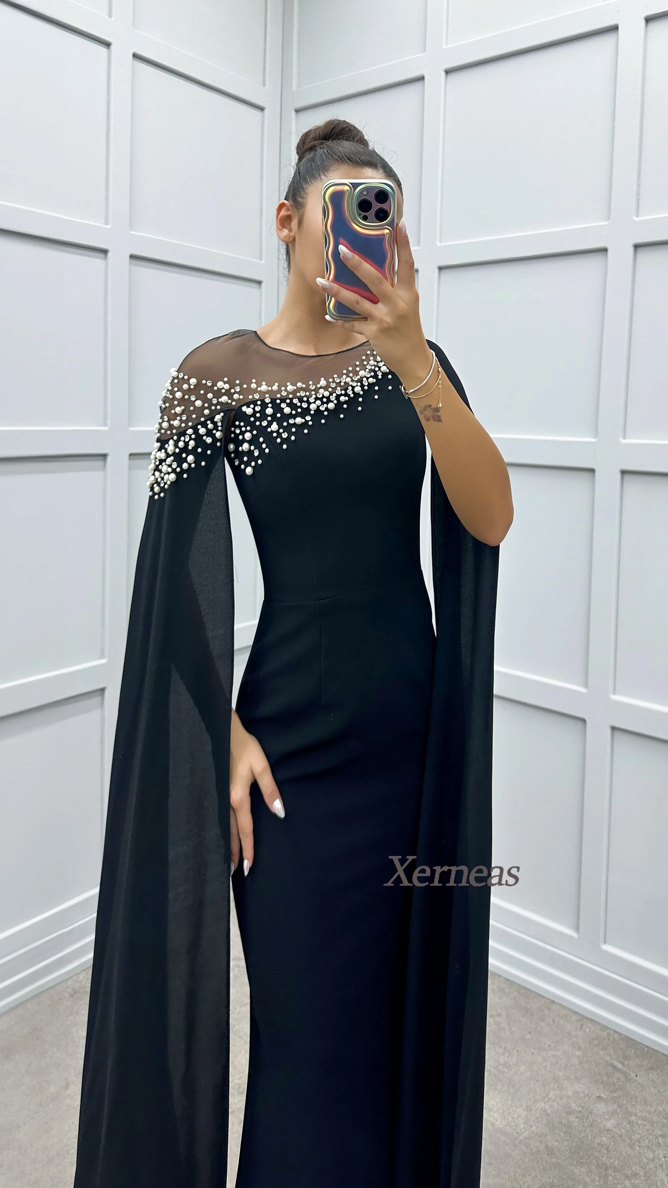Customized Pearls Evening Dresses for Women Scoop Neck Elegant Party Dress Mermaid Sexy Cocktail Prom Gowns Fashion