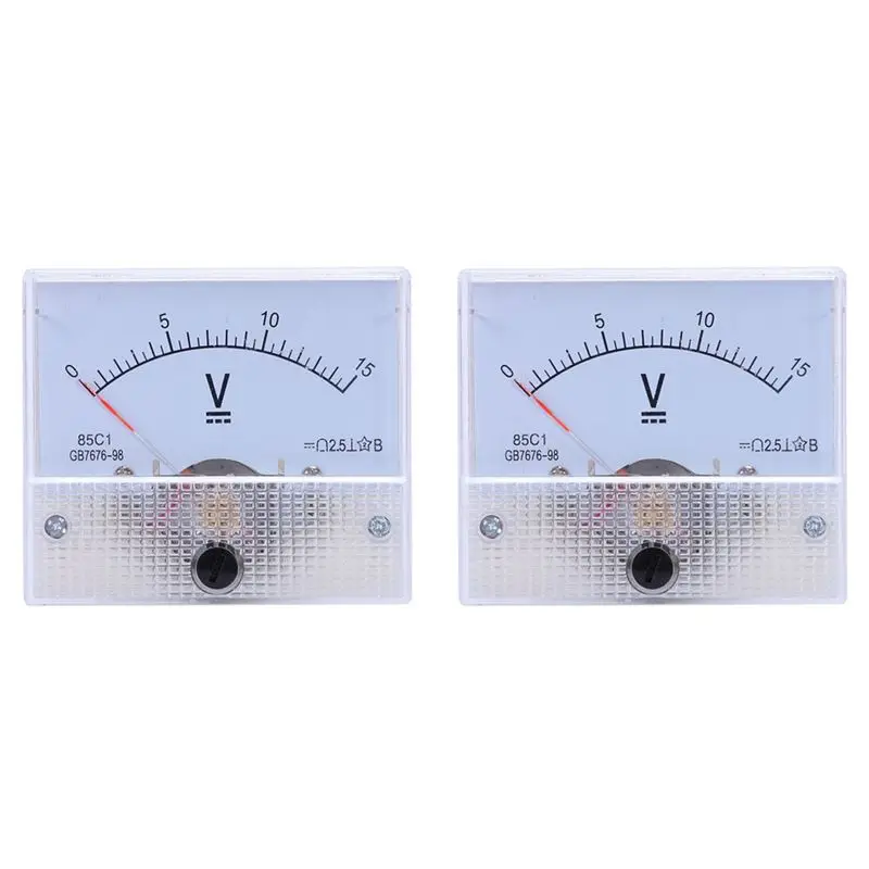 AT02-2X Pointer Type DC Voltmeter, 85C1 DC 0-15V Mechanical Analog Voltage Panel Meter