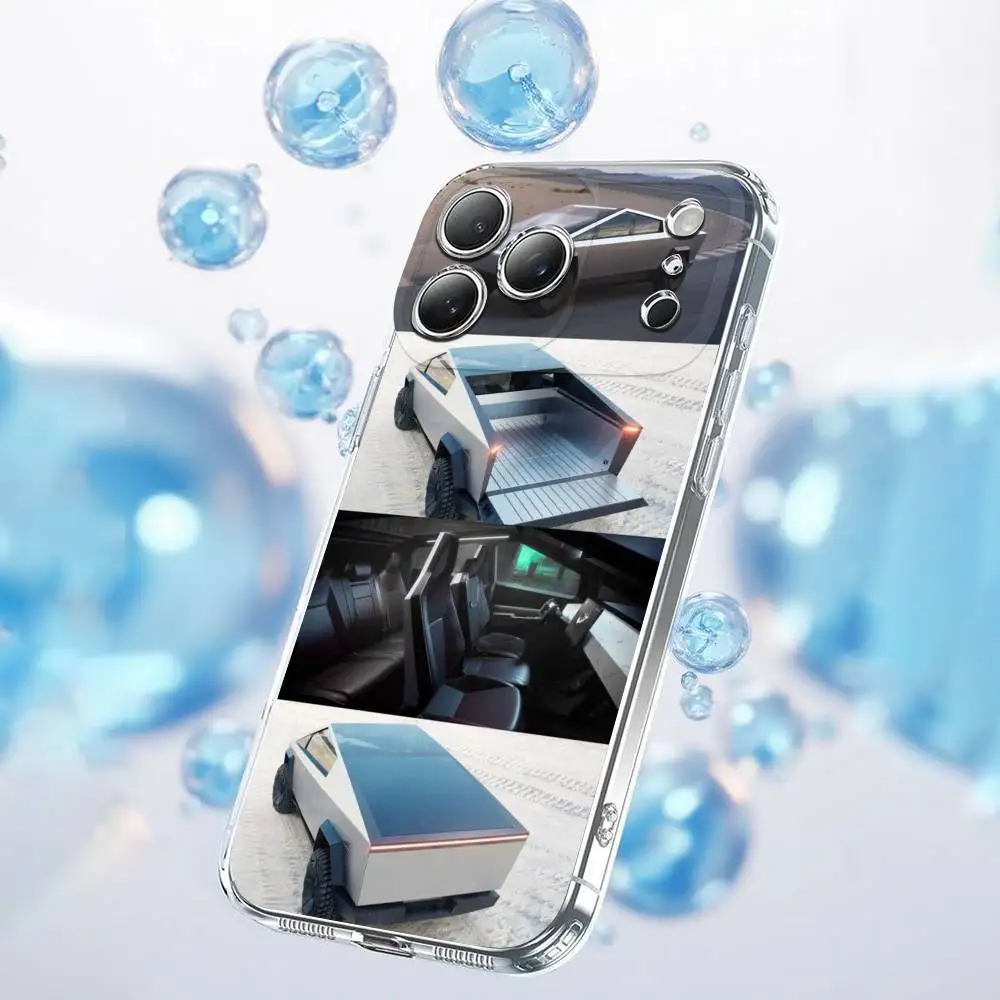 Funda de teléfono para iPhone 17,16,15,14,13,12,11 Plus,Pro,Max,Plus,E,SE4,Air,Mini transparente SUV Car T-TeslaES Truck Cover