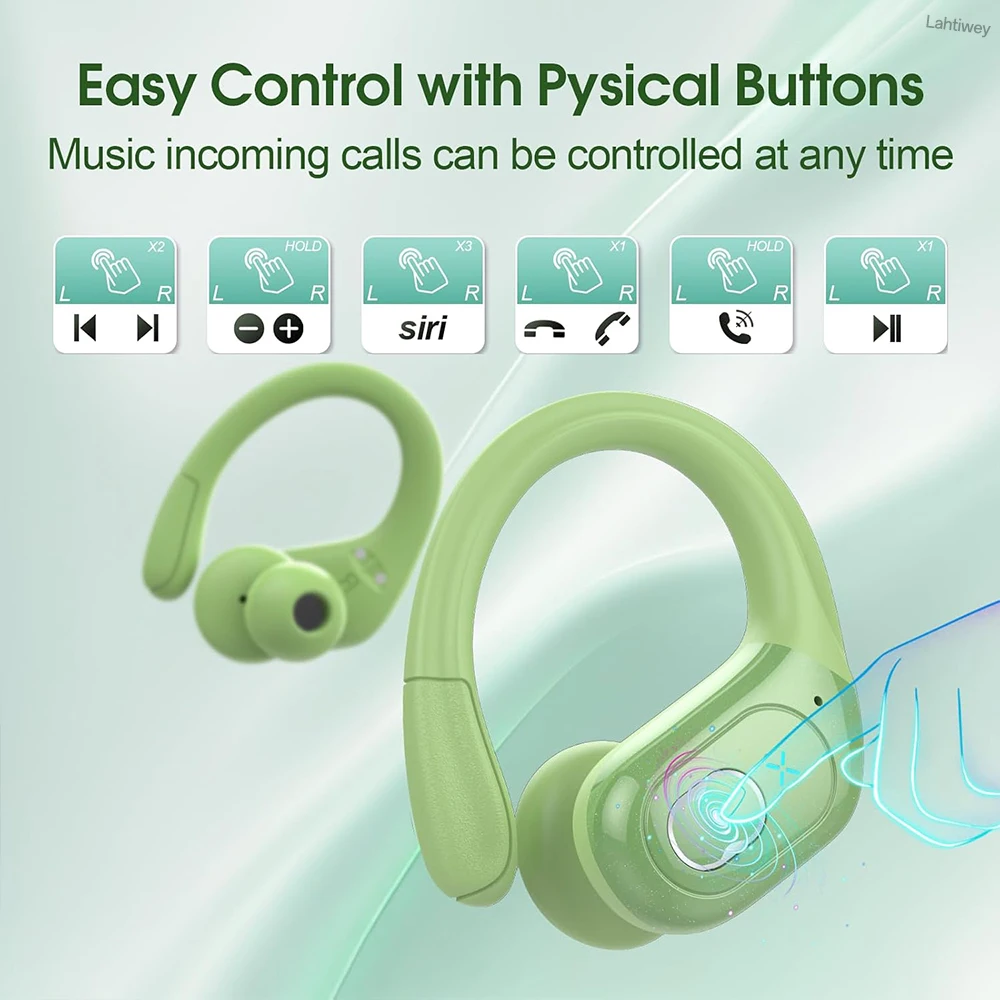 Bluetooth Headphones Wireless Earbuds 75Hrs Playtime with LED Charging Case Sport Ear Buds with Earhook Deep Bass IP7 Waterproof