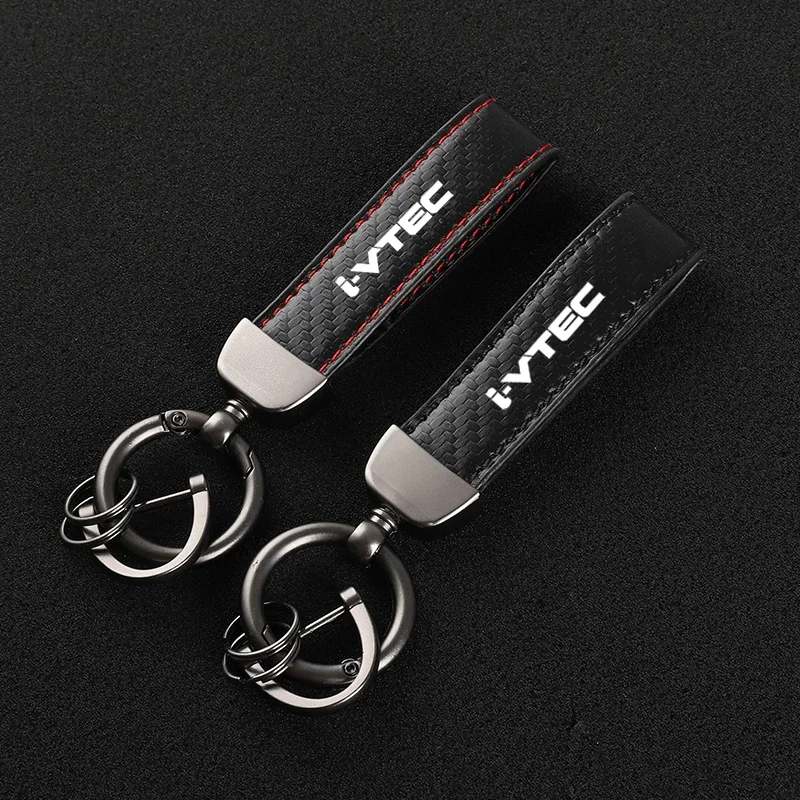 Leather Carbon Fiber Car Rings Keychain Zinc Alloy Keyrings For Honda acura ivtec i-vtec dohc civic accord car Accessories