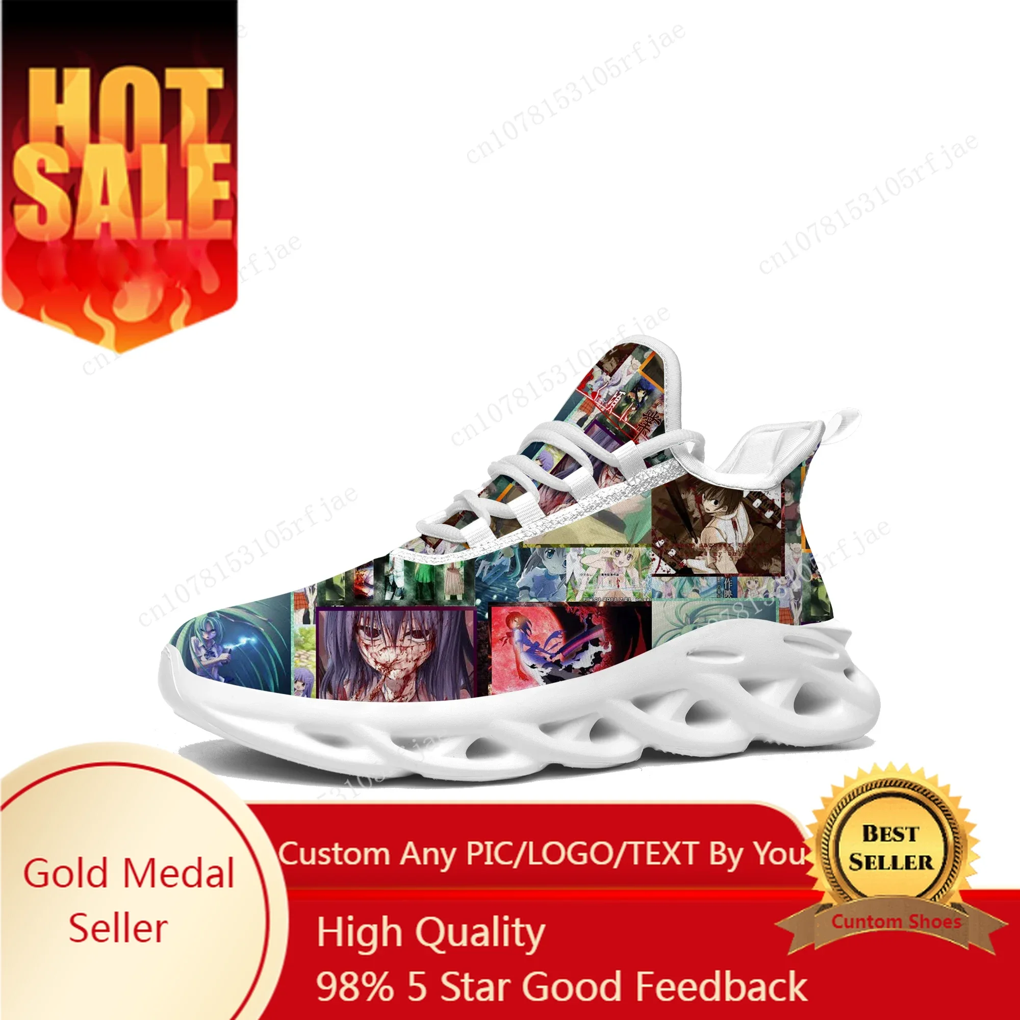 

Higurashi When They Cry Sneakers Cartoon Game Mens Womens Teenager Sports Running Shoes Custom Built Lace Up Shoes