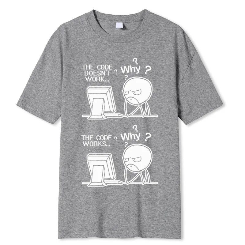 Creative Funny Programmer Code Works Why Casual Print T-Shirt Camiseta Hombre Linux Operating System Fashion Streetwear for Men