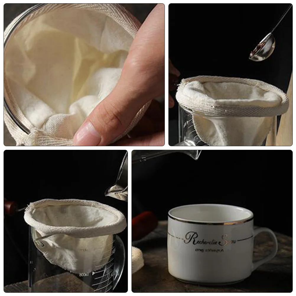 

2Pcs Coffee Strainer Pouches Flannel Cloth Filter Bags Stainless Steel Handle Easy Clean Reusable for Tea Coffee