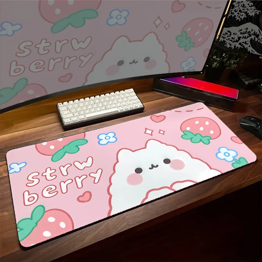 

Kawaii Mouse Pads Cat Cute Fruit XXL Large fed to mouse Art Gaming accessorie Computer Non-slip Keyboard Desk Mat Mousepad