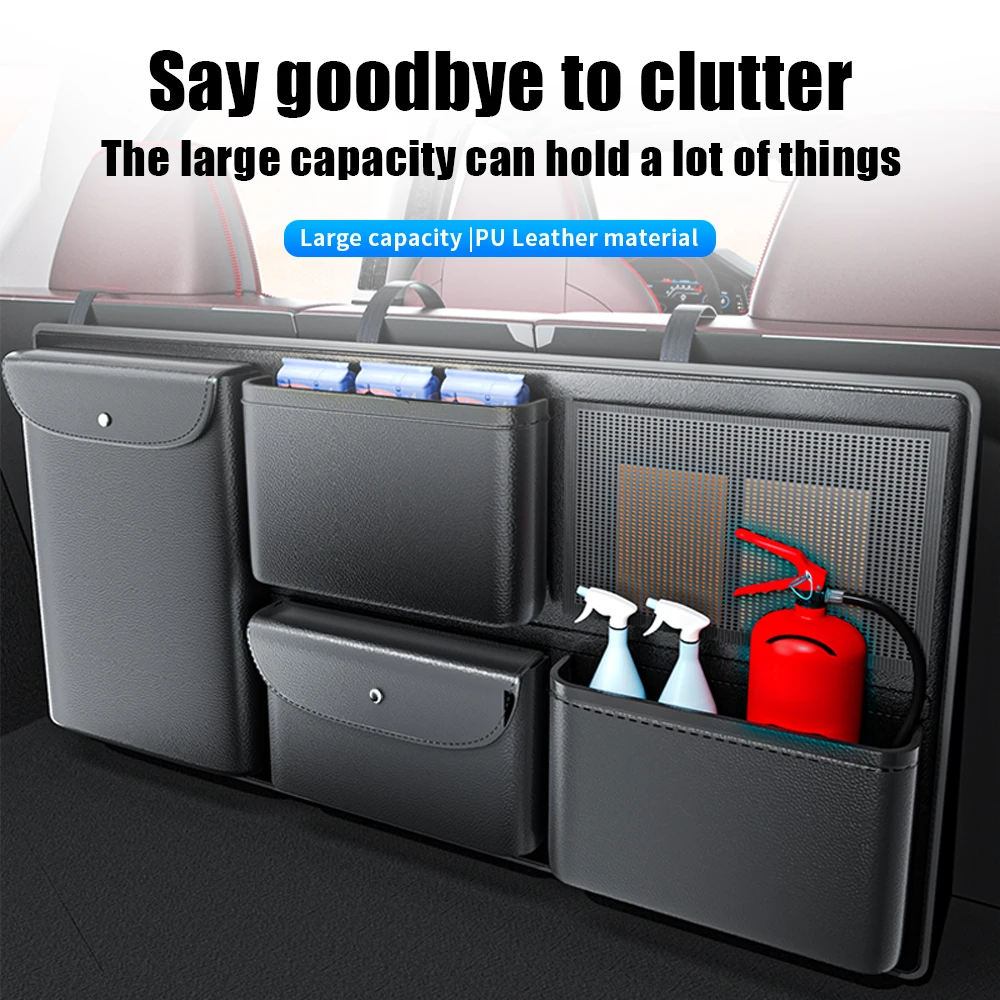 

Car Trunk PU Leather Storage Bag Large Capacity Hanging Organizer Practical Car Backseat Pocket Suitable for SUV Crossover