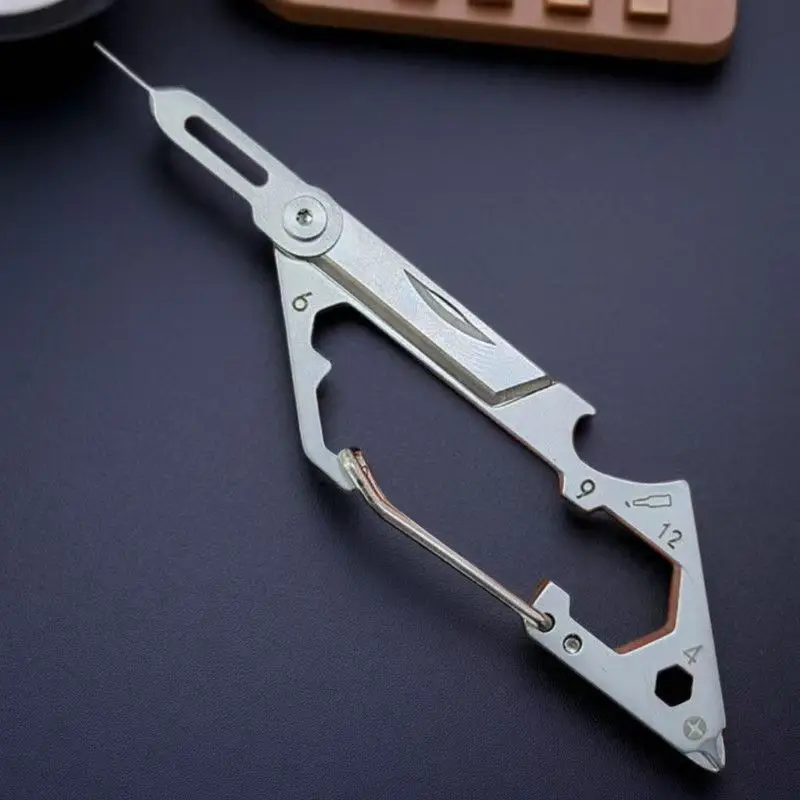 Outdoor Portable EDC Multifunctional Mobile Phone Card Needle Keychain Bottle Opener Creative Hanging Buckle Cutting Tool