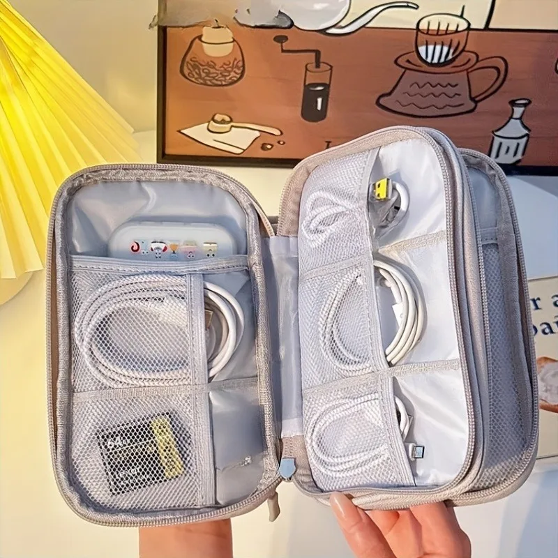 Travel Organizer Bag, Multi-Pocket Storage Pouch, Suitable for Toiletries, Cosmetic Accessories, and Electronic Cables view 4