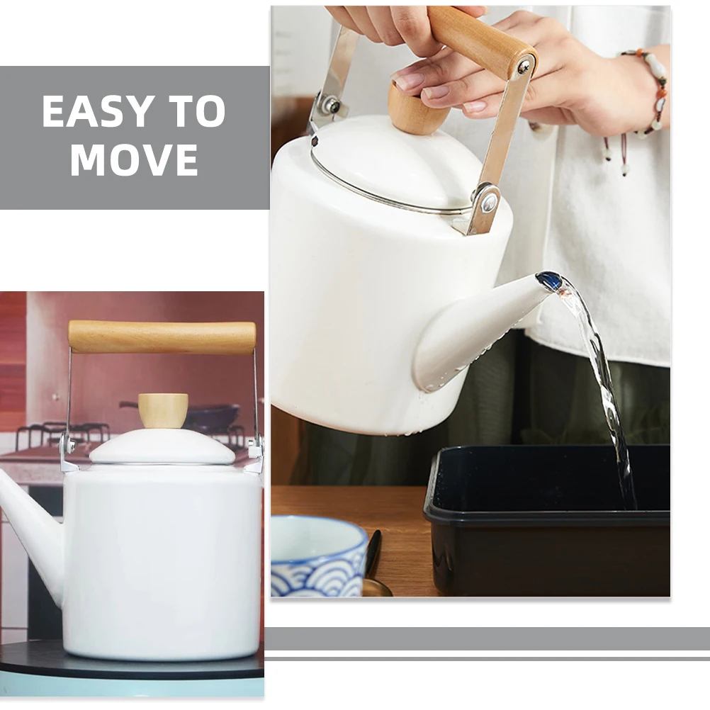 

Enamel Tea Pot Heating Water Kettle 2.4L Ergonomic Anti-Scalding Handle Kitchen Stove Top Teakettle for Home Office