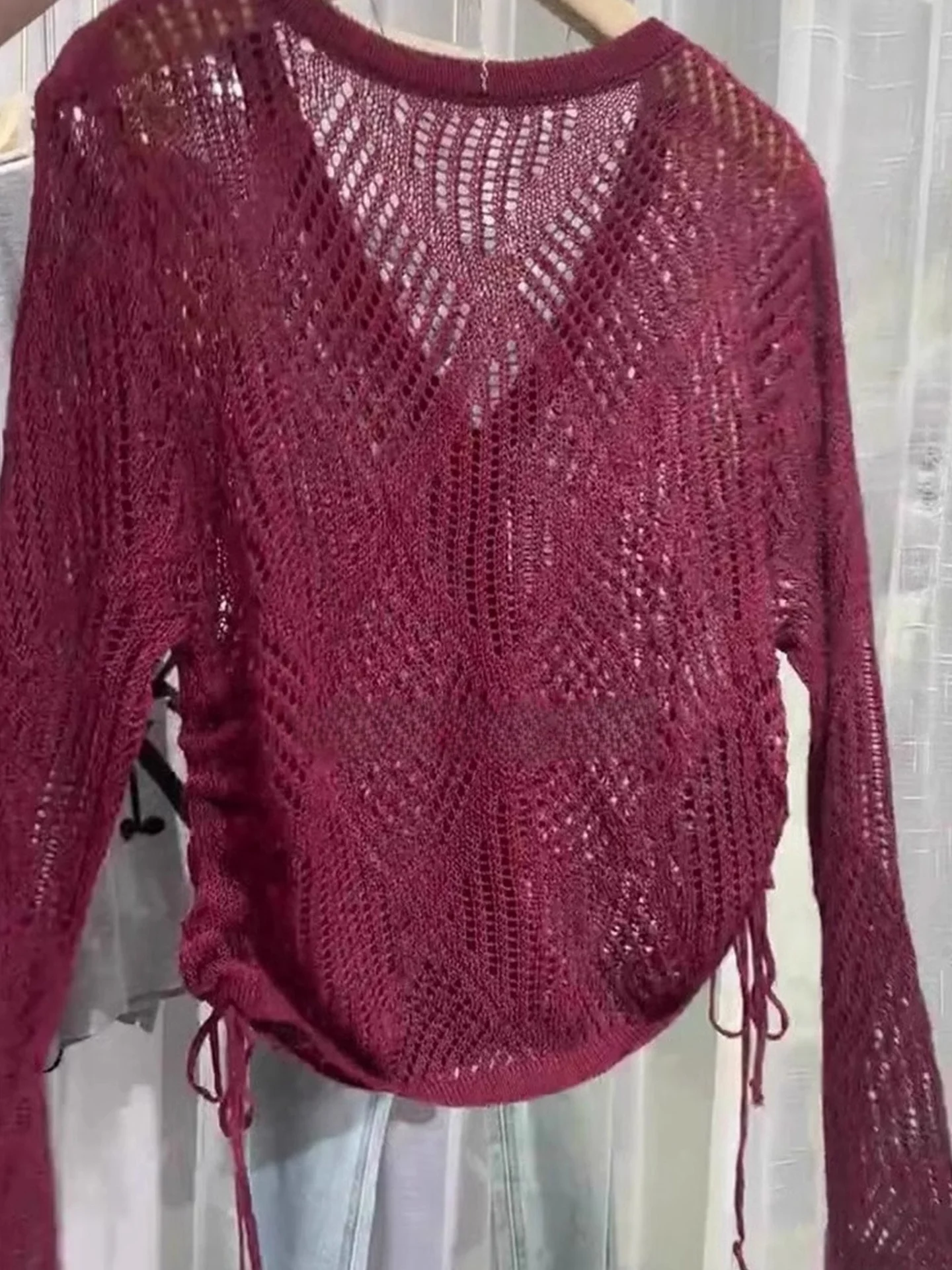 Women's V-Ne Knitted Open Cardigan Long Sve Single Button Dstring Casual Comfortable High-End Faion Autumn Wear