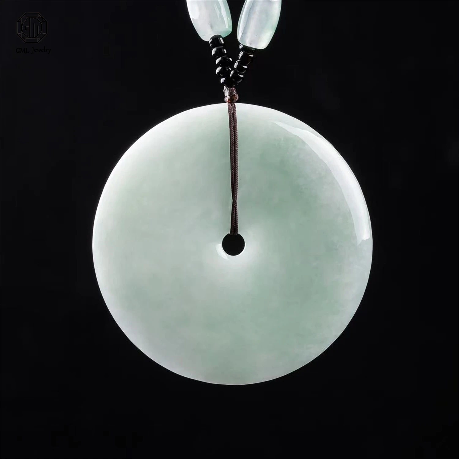 Natural Grade A Jadeite Large Size Peace Lock Pendant Classic Unisex Men Women Party Holiday Parent Classic Gift Jewelry