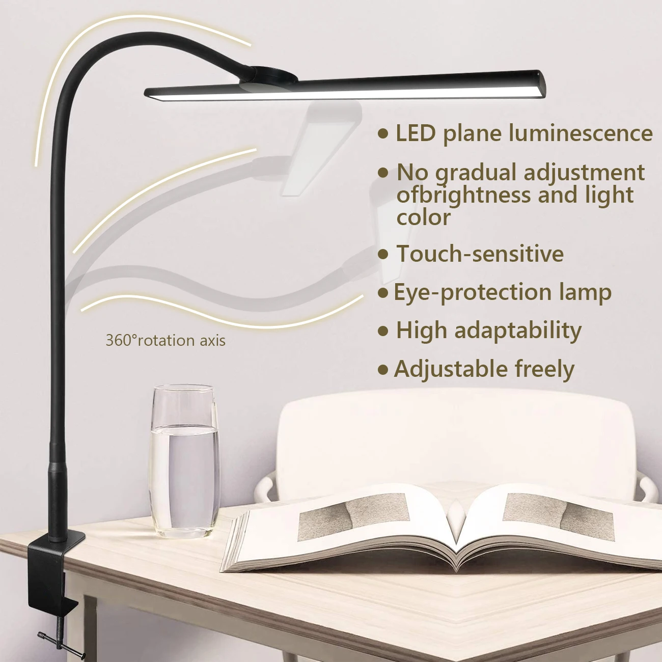 Imagem -04 - Flexível Gooseneck Desk Lamp com Braçadeira Toque e Controle Remoto Luz Flexível Toque 18w Brilho da Cor Modos de Cor