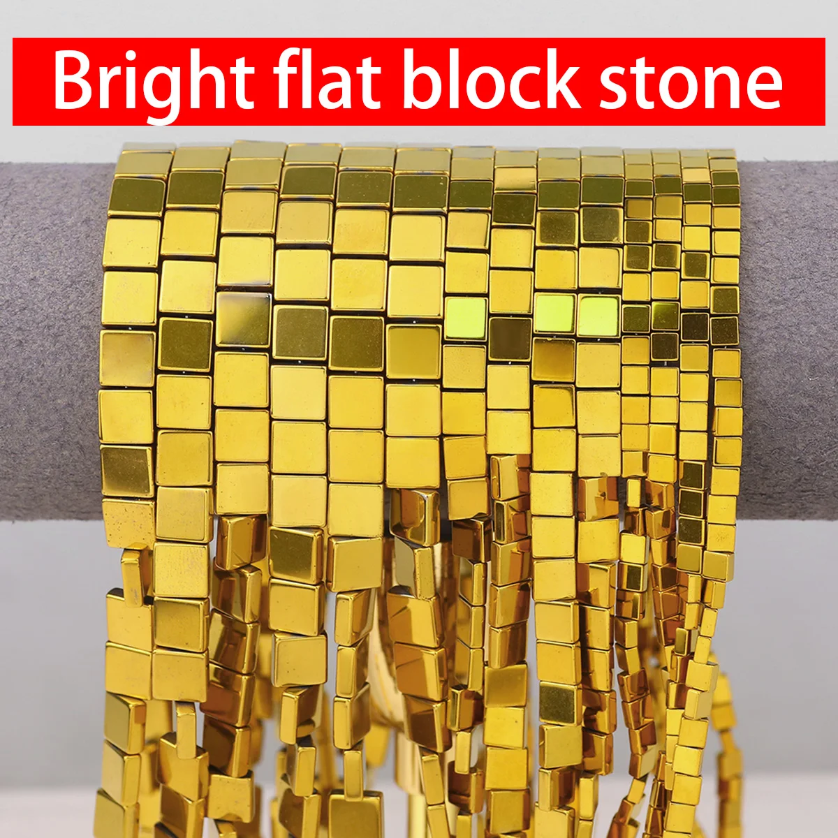 4/6/8mm Gold Plated Flat Square Hematite Beads for Making Diy Jewellery Accessories Such As Bracelets Necklaces and Key Rings