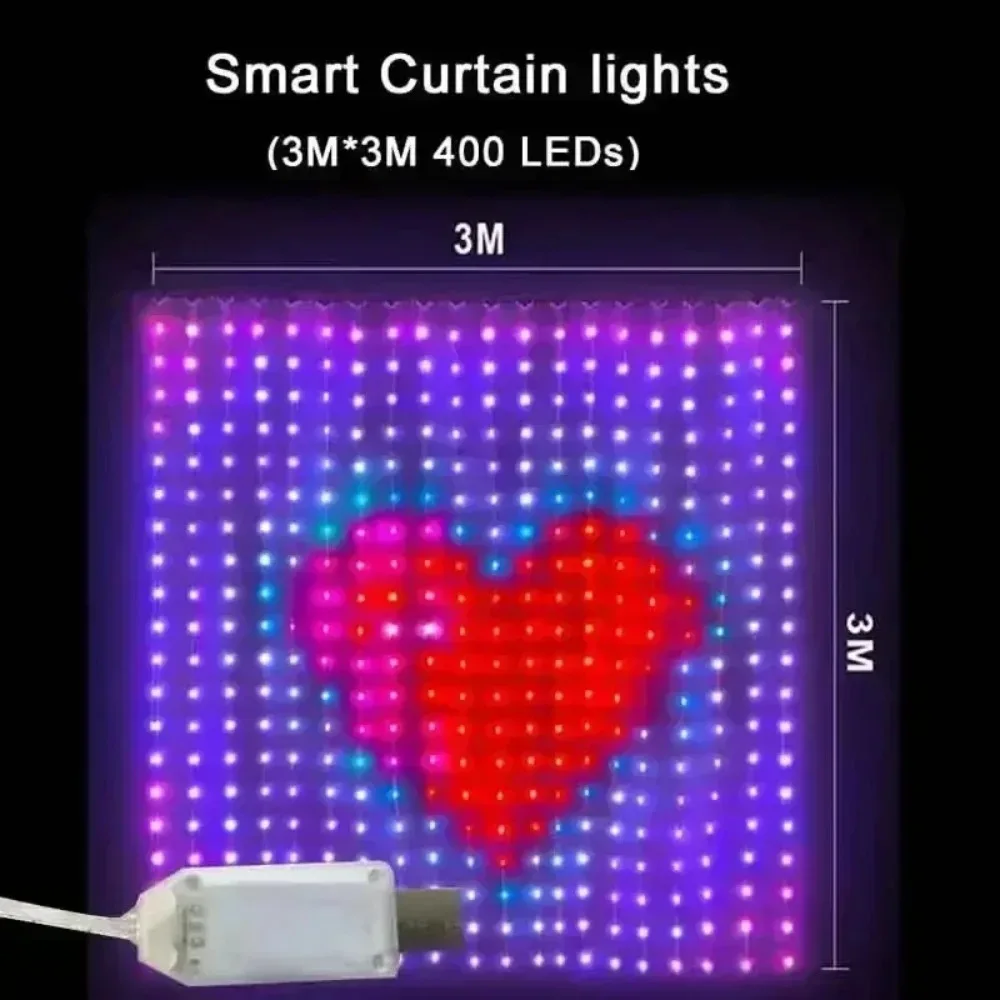 Outdoor LED Pixel Curtain Lights Bluetooth APP Smart RGB DIY Decor Window Wall Garden Christmas Holiday view 5