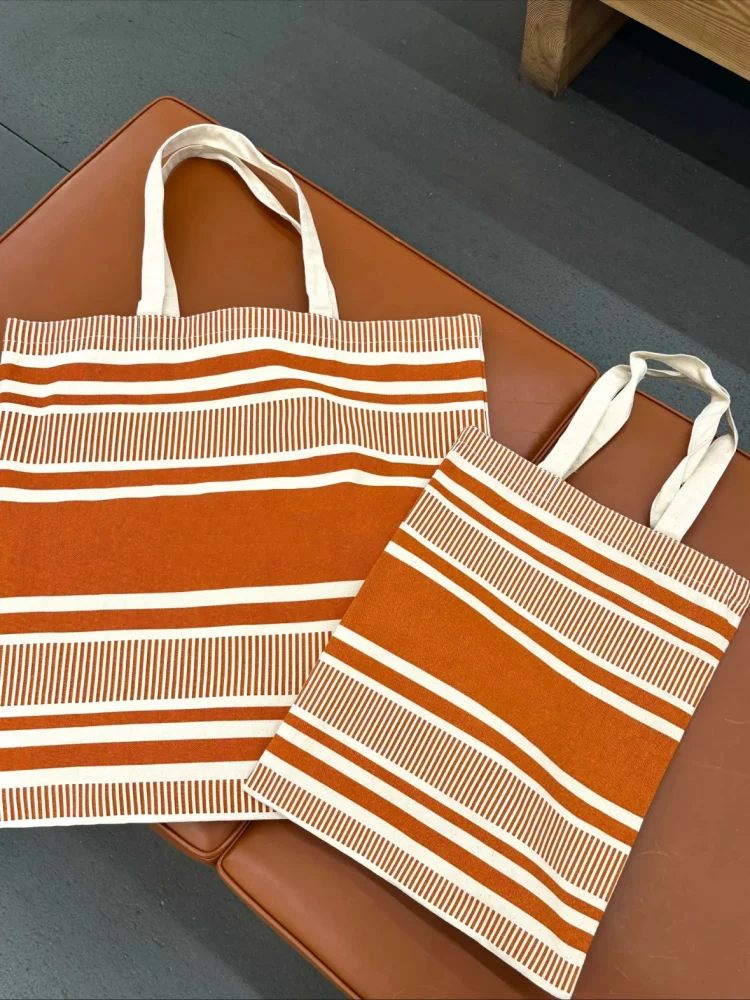 

Оранжевая полосатая Холщовая Сумка через плечо, универсальная женская сумка-тоут для студентов и мамочек, летняя вместительная сумка