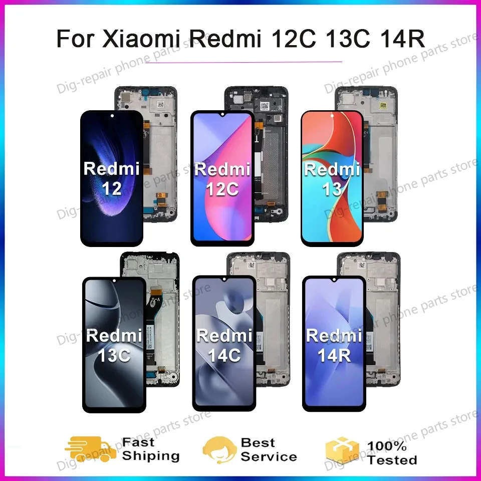 AAA+ IPS For Xiaomi Redmi 12C 22120RN86G 12 LCD 14R 14C Display Touch Screen Digitizer Replace For Redmi 13C LCD 13 Display