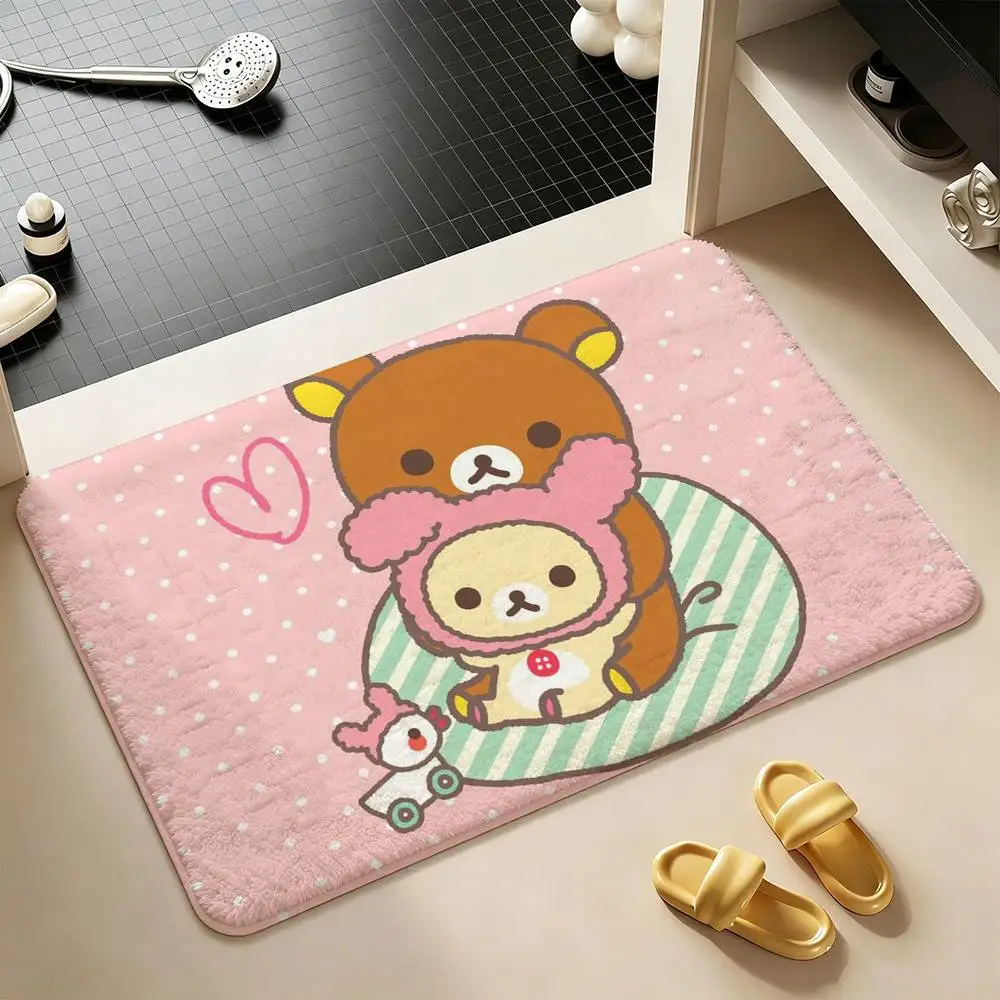 Cute Rilakkuma  Shower Room Absorbent Small Floor Mat Soft Comfortable Decorative Foot Mat